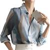 Youllyuu Camicetta in chiffon stampata da donna Top a maniche lunghe Camicette in raso vintage Camicia di seta allentata casual, bianco, M