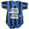 PELUSCIAMO Body Nero Azzurro Mamma Mi Ha Fatto Bello (o bella), Papa' Mi Ha Fatto Pisano (Pisana) | Personalizzato Con Nome e Numero PS 32768-P-002