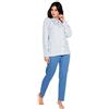 Karelpiù Pigiama Donna Manica Lunga in Caldo Cotone Interlock Aperto avanti con Bottoni (tg. da M a XXL Colori Disponibili Rosa e Blu) Indicare Via Mail la Taglia e Il Colore Scelto