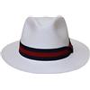 Borges & Scott Cappello Panama Teardrop - Crema con Nastro Blu e Rosso - 61cm