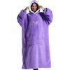 BaeKnyin Felpa con Cappuccio Oversize per Donne Calda e Confortevole Manica Lunga Fleece Jumper Coperta Gigante con Cappuccio per Adulti, Uomini, Donne, Adolescenti Lengthen,Purple-1
