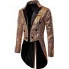 Foweknow Giacca Uomo Paillettes Slim Fit Giacca da Completo Gotica Frac Cappotto Steampunk Smoking Per Uomini Costume Halloween Carnevale Festa Travestimento Nightclub Spettacolo Cosplay Abbigliamento