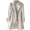 Generico Cappotto Donna Trench Donna Cappotto Lungo Giacche Primavera E Autunno Trench Coreano Mezza Lunghezza Doppiopetto Vestibilità Slim Elegante Per Look Minimalista Autunnale