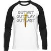 Generico Outwit Outplay Outlast Australian Survivor Maglietta da Baseball Unisex da Donna Uomo Bianca Girocollo Manica Lunga Cotone Organico Tee T-Shirt Unisex White