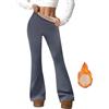 Onsoyours Leggins Termici Donna Foderati in Pile Pantaloni Invernali Zampa Flared Leggings Felpati Caldo a Vita Alta B Nero M