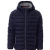 PAYPER FREETIME Giubbino piumino uomo con cappuccio da lavoro 100% nylon imbottito effetto piuma tasche esterne chiusura zip Blu Navy (XL)