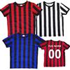 BrolloGroup T-Shirt Maglia Calcio a Righe in Cotone Bianco Nero Rosso Nero Nero Azzurro Personalizzabile con Nome e Numero PS 18237
