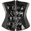 bslingerie Corsetto da donna in pelle PVC sottoseno per allenamento, Fibbie Nere, XX-Large