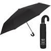 PERLETTI Ombrello Pieghevole Antivento Uomo - Ombrellino Compatto Resistente Ultra Leggero Adulto - Ombrello Apertura e Chiusura Automatica da Viaggio - Diametro 104 cm (Manico Curvo Nero)