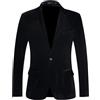 Generic Giacca Elegante da Uomo in Velluto con Un Bottone, Blazer, Smoking per Matrimonio, Ballo di fine Anno, Nero XX-Large