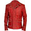 ZM ATTIRE Giacca da uomo Fight Brando Club Designer Brad Red Biker Blazer, Rosso - Ecopelle, XL