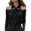 YAODAMAI Camicia da Donna con Cravatta Personalizzata a Maniche Lunghe Casual Tinta Unita Primaverile e Autunnale