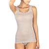 EGI Canotta Donna Spallina con Bordo Pizzo in Lana 85% e Seta 15% a Costine (S/M, Noce)