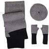 Ommda Donna Invernale Cachemire Cappelli Sciarpa Guanti 3 Pezzi Set cachemire Moda pied de poule Lana e cotone Sciarpa Berretto a Maglia Berretto Guanti senza dita pied de poule nero