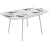 Outsunny Tavolo da Giardino per 6 Persone 140x80 cm, Tavolo da Pranzo Esterno Rettangolare con Piano in Composito Legno-Plastica Effetto Marmo, Struttura in Metallo per Patio Terrazzo Balcone, Bianco