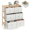KOMFOTTEU Cassettiera con 6 cassetti pieghevoli in tessuto, cassettiera in bambù a 3 livelli, mobile organizer con dispositivo antiribaltamento, armadio di stoccaggio per camera da letto, soggiorno