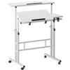 sogesfurniture Tavolo per computer portatile regolabile in altezza, con ruote, scrivania mobile, tavolo per PC portatile, supporto per computer portatile, per casa e ufficio, bianco