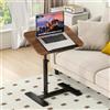 YUTVCZO Tavolino a forma di C regolabile in altezza, girevole a 360°, per laptop, divano, tavolino da caffè portatile in legno, piccolo tavolo (noce)