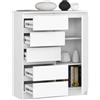 BDW - Cassettiera con 5 cassetti e 1 anta - 80 cm di larghezza, 97 cm di altezza - Armadio, credenza, multiuso, scarpiera, cassettiera, armadietto - soggiorno, camera da letto, corridoio (bianco)