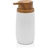 Inbagno Dispenser per Sapone Liquido, in plastica Bianco, con Dettagli Effetto Legno, Serie Blob