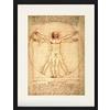 1art1 Leonardo da Vinci Poster Uomo Vitruviano, 1490 Circa Quadro in Cornice con Pregiato Passepartout | Immagini A Parete | in Una Cornice 80x60 cm