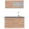 Vicco Cucina monoblocco R-Line, Sonoma, 140 cm, PL Antracite, adatto a spazi piccoli, espandibile in modo modulare