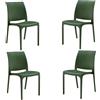 Liberoshopping Sedia impilabile in polipropilene moderna per interni ed esterni giardino bar cucina modello Volga(Verde 4 Sedie)