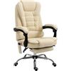 Vinsetto Poltrona Massaggiante Girevole ed Ergonomica ad Altezza Regolabile con 6 Punti Vibranti, 65x160x104 cm, Crema