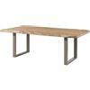 MASSIVMOEBEL24.DE FREEFORM 5 tavolo da pranzo in legno di mango - verniciato beige/gambe in ferro U argento matt 200x100