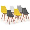 IDMarket - Set di 6 sedie SARA mix colore grigio chiaro, bianco, 2 grigio scuro, 2 giallo