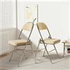 Chleby Set di 2 Sedie Pieghevoli Imbottite con Struttura in Metallo | Sedie Sala da Pranzo Pieghevoli in Pelle PU, Sedia Imbottita Richiudibile per Casa,Ufficio,Festa ed Eventi,42x46x80 cm, Beige