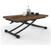 IDMarket - Tavolino 2 in 1 URBANA, trasformabile in tavolo da pranzo rettangolare, 100 cm, legno scuro e nero, design industriale