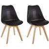 HJhomeheart Sedie Sala da Pranzo, Set di 2 Sedie, Gambe in legno massello, Design Nordico Ergonomico, Sedie Cucina, Sedie Moderne (Nero-2)