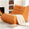 Hobestluk Poltrona a sacco gigante in ecopelle, divano da pavimento in memory foam, arancione, per soggiorno, camera da letto, dormitorio, ufficio