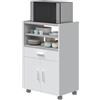Habitdesign Armadietto ausiliario per microonde, tavolo da cucina con cassetto e due ante, colore bianco e cemento, misure: 92 cm (altezza) x 59 cm (larghezza) x 40 cm (profondità)