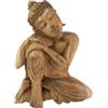 Artisanal Statua di Buddha seduto, altezza 30 cm, legno massiccio grezzo intagliato a mano.