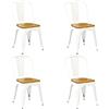 Totò Piccinni Sedia Industry in Metallo Design Industriale (4 Sedie, Wood/Bianco)