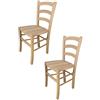 t m c s Tommychairs - Set 2 sedie modello Venezia per cucina bar e sala da pranzo, robusta struttura in legno di faggio levigato, non trattato, 100% naturale e seduta in legno
