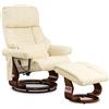 MCombo Poltrona massaggiante con sgabello, poltrona relax girevole a 360° con funzione reclinabile, poltrona TV moderna con tasca laterale per soggiorno, ecopelle, 9068 (crema)