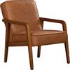 Soberine Poltrona Classica Ecopelle PU da Salotto Studio Poltrocina Imbottita Struttura in Legno Molle in Acciaio Sedia Moderna con Braccioli Schienale Piedini Regolabili per Lavoro Bar Marrone Chiaro