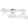 Mobili Fiver, Tavolo Allungabile Emma 160(240) x90 cm, Bianco Frassino con Gambe Incrociate Bianche, per 6-10 persone, Tavolo Cucina, Soggiorno, Made in Italy
