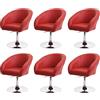 Mendler Set 6X sedie poltroncine Lounge girevoli HWC-F19 Metallo Cromato - Ecopelle Rosso