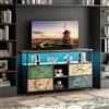 FOERPL Mobile TV LED, 137 cm, tavolo TV, mobile tele con LED cassetto in tessuto, tavolo da TV soggiorno con stoccaggio, panca TV mobile basso per soggiorno, camera da letto (D 4cassetti, 137 cm)