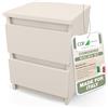 CDF Comodino con Cassetti Cashmere Tavolino Laterale per Soggiorno in Casa | Mobile Notte Beige, 30x30x40 cm, Pannello Laminato, Frontali Senza Maniglie, Guide a Rulli, Camera da Letto, Cameretta