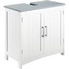 kleankin Mobile Sottolavabo per Bagno con 2 Ante e Ripiano Regolabile, Mobiletto Sottolavabo Salvaspazio con Intaglio a U, per Lavabi con e Senza Piedistallo, 60x33x60cm, Grigio e Bianco