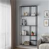 [en.casa] Scaffale da Parete con Scomparti Aperti Scaffale Pensile in Acciaio Mensola da Muro Libreria da Parete Stile Industriale 180 x 80 x 18 cm - Nero, opaco