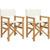 vidaXL Sedie da Regista Pieghevoli 2 pz Crema Legno Massello di Teak
