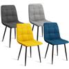 IDMarket - Set di 4 sedie MILA in velluto misto blu, grigio chiaro, grigio scuro, giallo