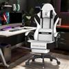 Verdego Sedia Gaming Ergonomica, Sedia da Gaming con Cuscino Lombare Massaggio, Poggiapiedi, Poltrona da Gaming, Poliestere, Schienale Regolabile a 90-135°, Regolabile in Altezza, Bianco