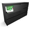 CDF Cassettiera 6 Cassetti Mobile in Laminato Nero da Camera 30x75x120 cm | Frontali Senza Maniglie, per Zona Notte e Zona Giorno, Stile Moderno, Organizzazione Domestica, per Uso Quotidiano
